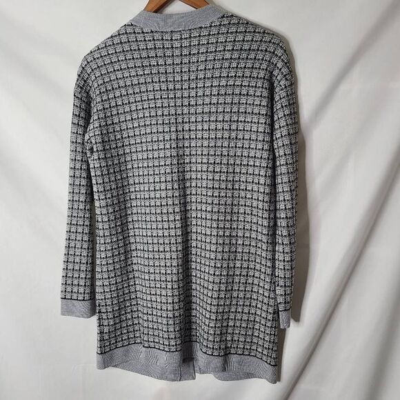 Talbots Pure Merino Wool Tweed‎ Plaid Longline Cardigan Sweater sz Small - Picture 2 of 4